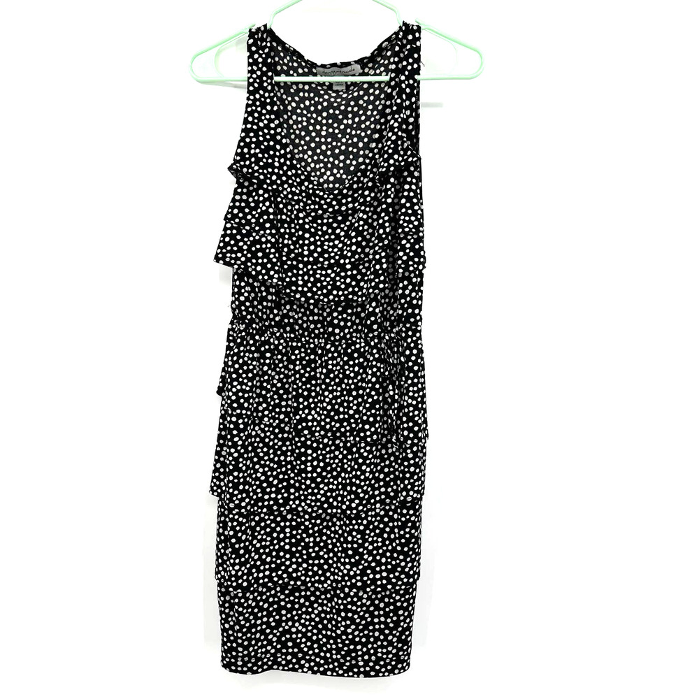 Danny and Nicole size small black with white polka dots‎ sleeveless tiered dress